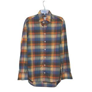 Gitman Bros Tailored Fit Button Down Shirt M Sunset Plaid Long Sleeves Cotton